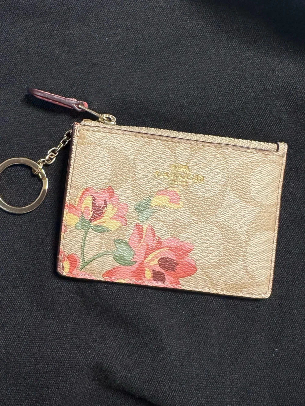 Coach - Mini Skinny ID Case Wallet Signature Canvas with Floral Print